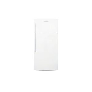A Fisher and Paykel E521T 517L right hand hinge fridge with its doors closed
